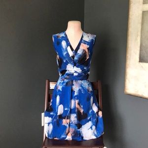 Reiss Printed Mini Dress in Blue